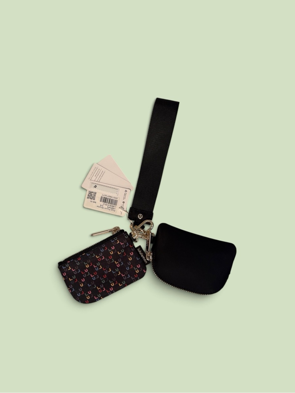 lululemon Dual Pouch Wristlet Sold Out Multicolor Logo Print